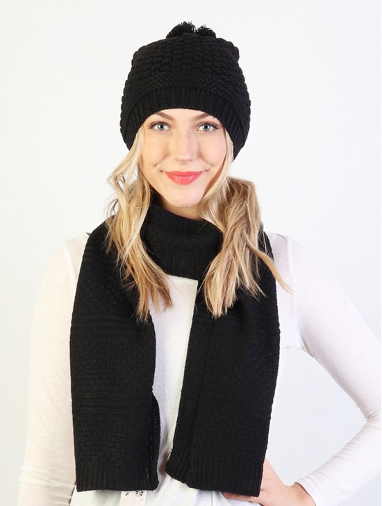 Fashion Knitted Set W/ (Scarf, Hat)